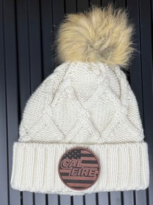 Puff Beanie with Round Cal Fire Leather Patch