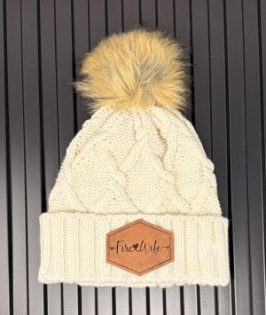 Fire Wife Puff Beanie with Leather Patch