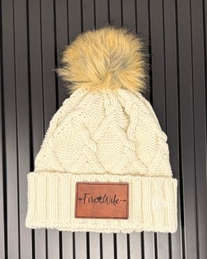 Fire Wife Puff Beanie with Square Leather Patch