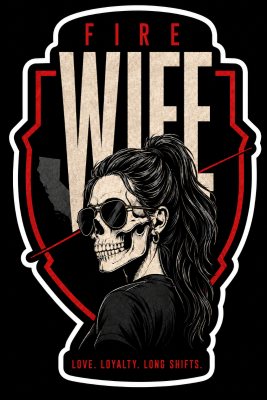 Fire Wife Skull Long Shifts Sticker