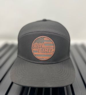 Black 6 Panel Dome Hat with Cal Fire Leather Patch