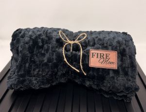 Fire Mom Black Fleece Blanket