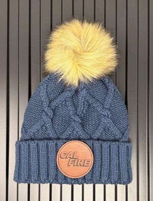 Cal Fire Puff Beanie with Leather Patch