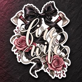Fire Wife Black Bow Sticker