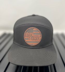 Black 6 Panel Dome Hat with Cal Fire Leather Patch